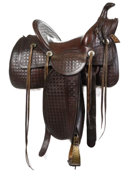 A HANDSOME EARLY HIGH BACK SADDLE