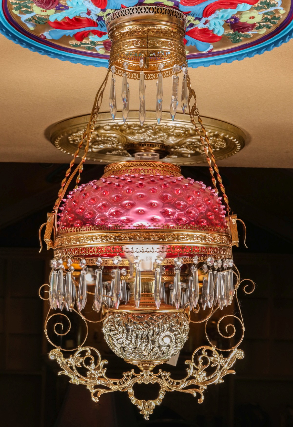 A HANGING LIBRARY LAMP WITH