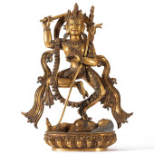 A HARDSTONES INLAID GILT BRONZ