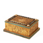 A HARDSTONES INLAID GILT BRONZ