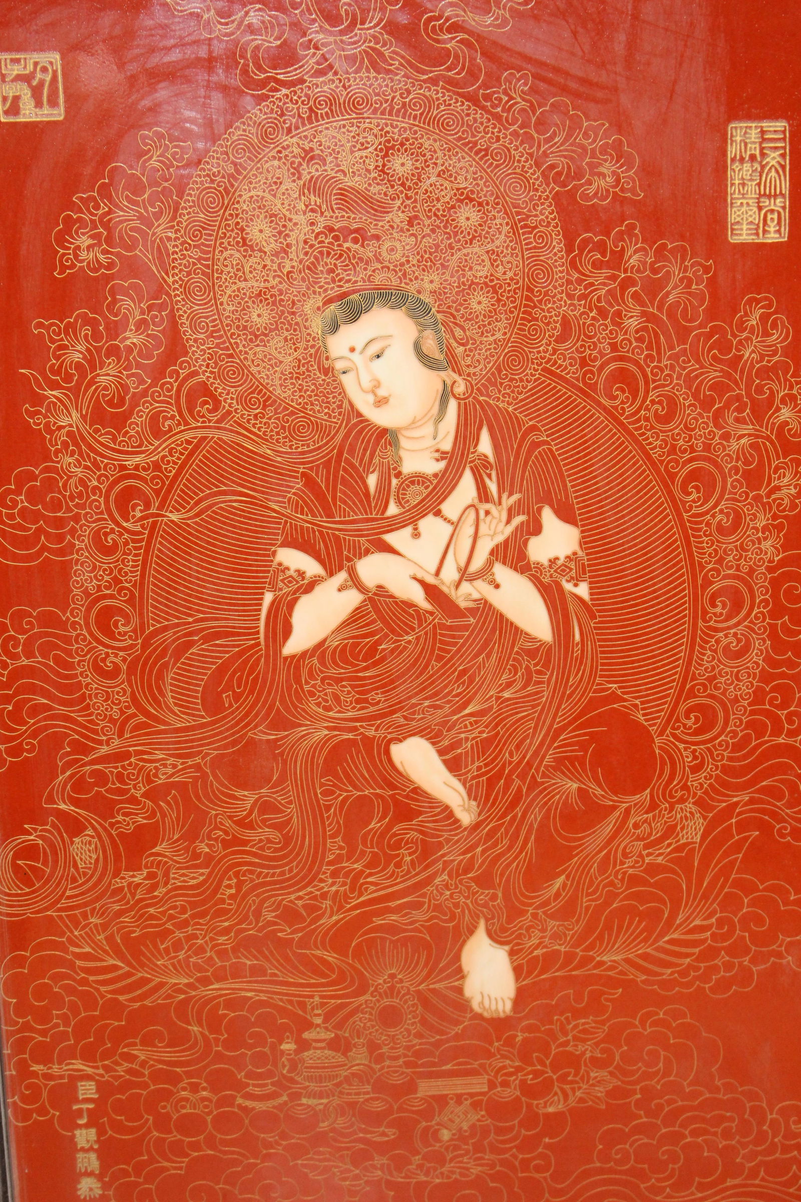 A HARDWOOD CHINESE BODHISATTVA