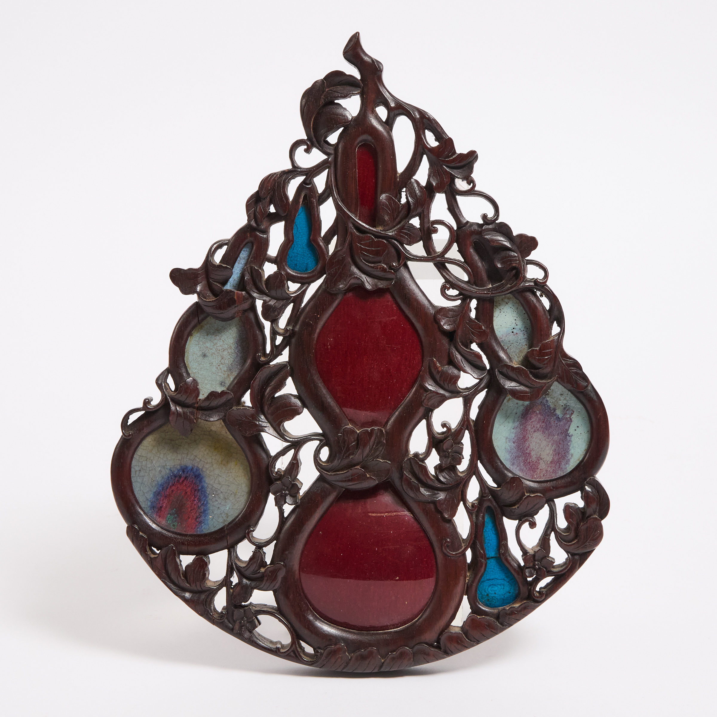 A Hardwood Gourd-Form Panel Inset