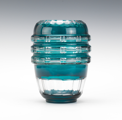 A Heavy Cut Glass Vase Possibly Val