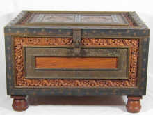 A heavy iron bound Indian chest