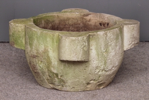 A heavy white marble circular