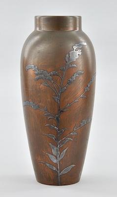 A Heintz Bronze Vase with Silver
