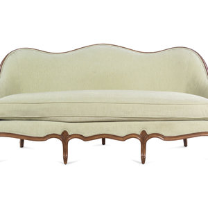A Henredon Walnut Tight-Back Sofa