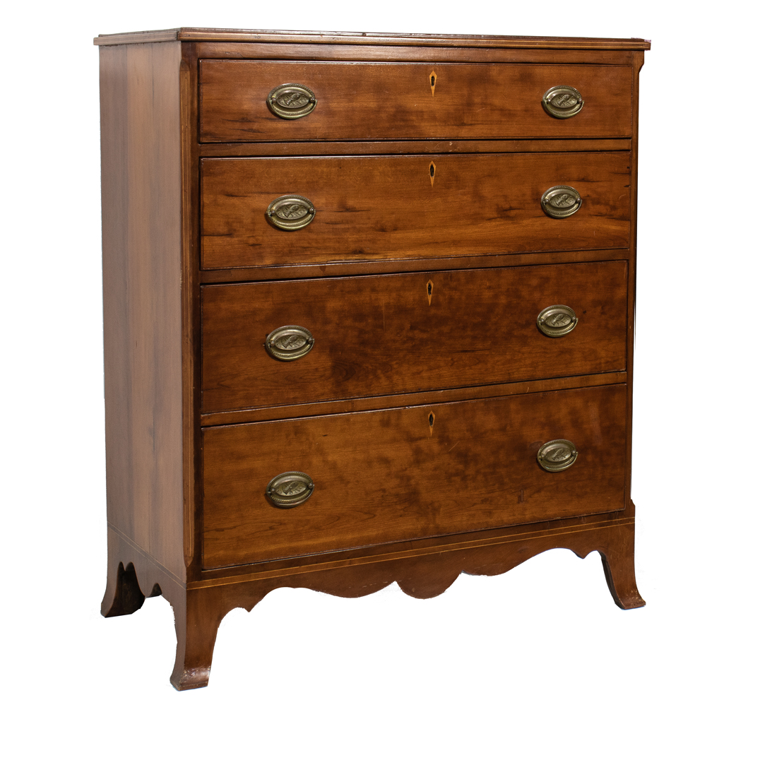 A HEPPLEWHITE CHERRY CHEST OF