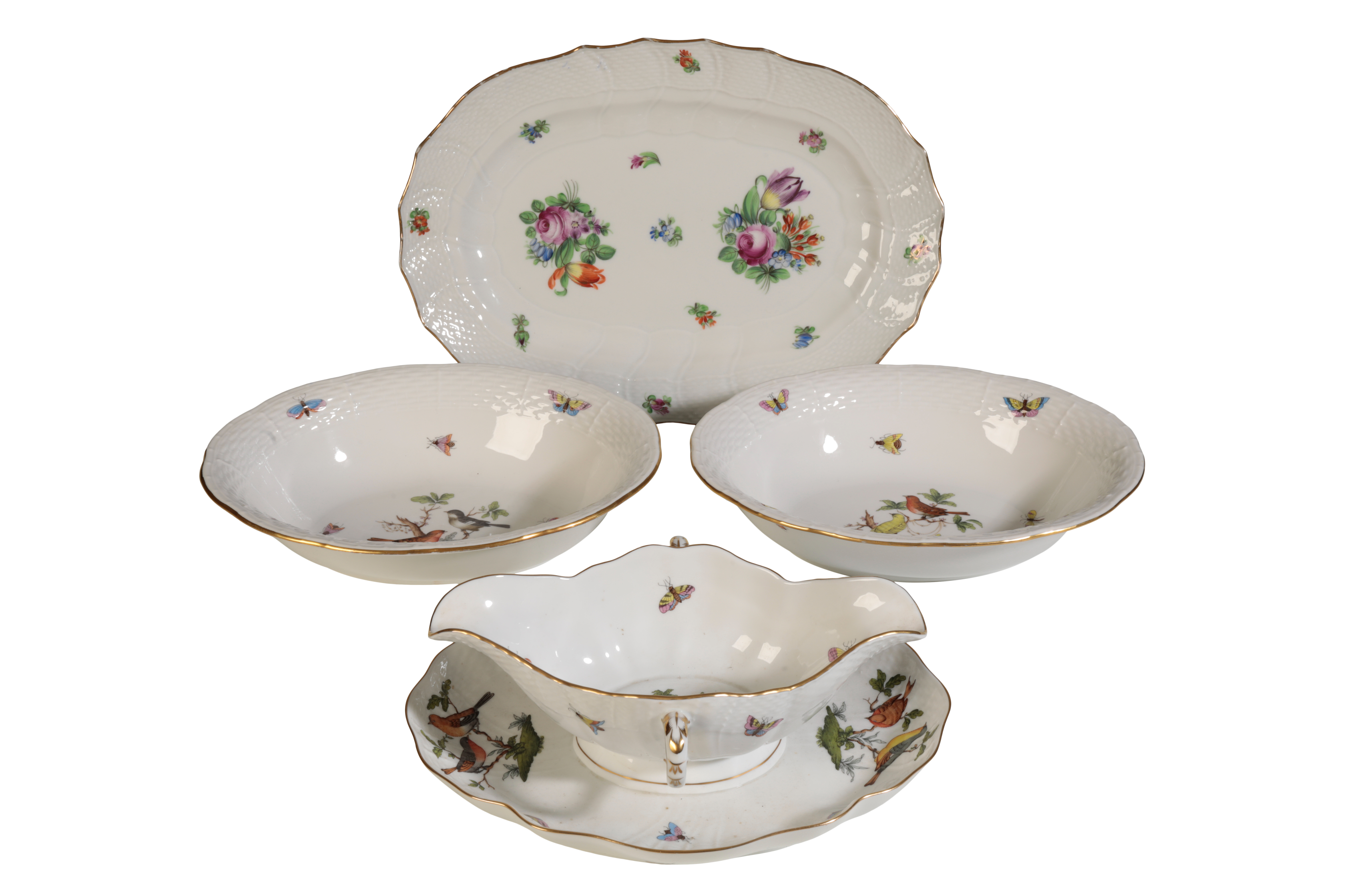 A HEREND ECUELLE AND STAND OF