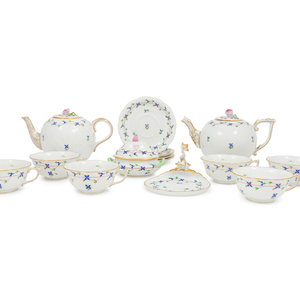A Herend Porcelain Blue Garland Tea