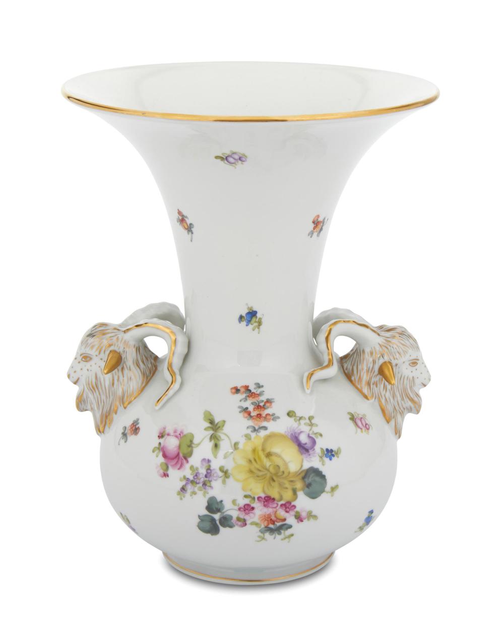 A HEREND PORCELAIN GOAT HANDLED