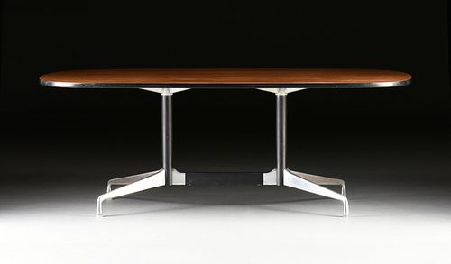 A HERMAN MILLER WALNUT TOPPED