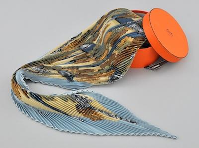 A Hermes Pleaded Silk Scarf in