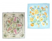 A HERMES SILK SCARF AND A FERR