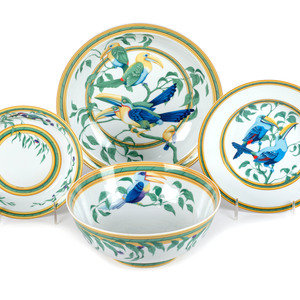 A Hermes "Toucans" Porcelain Dinner