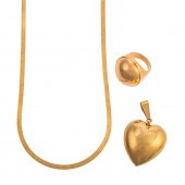A HERRINGBONE CHAIN, PENDANT &