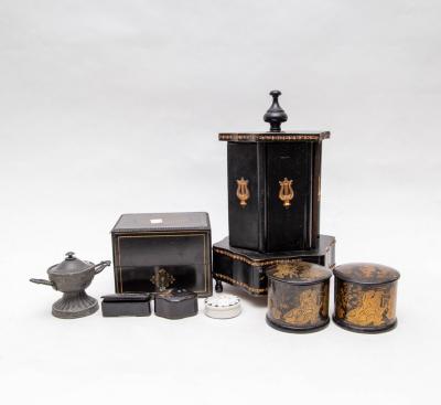 A hexagonal cigar box, other