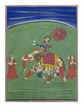 A Hindu Gouache Painting Rajas