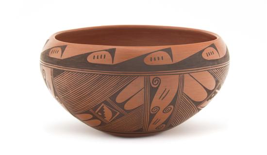 A Hopi Redware Open Bowl with black