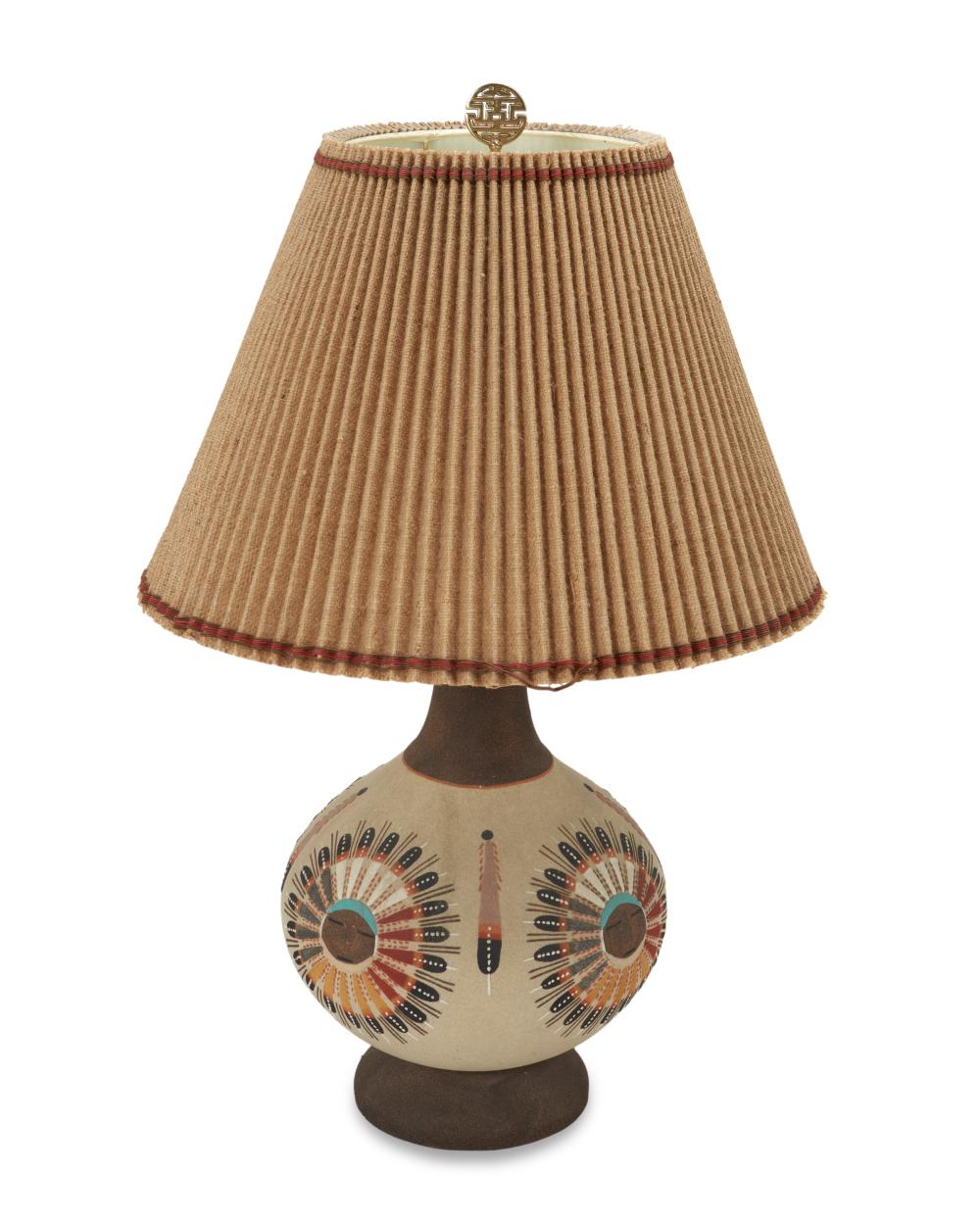 A HOPI-STYLE POTTERY TABLE LAMPA