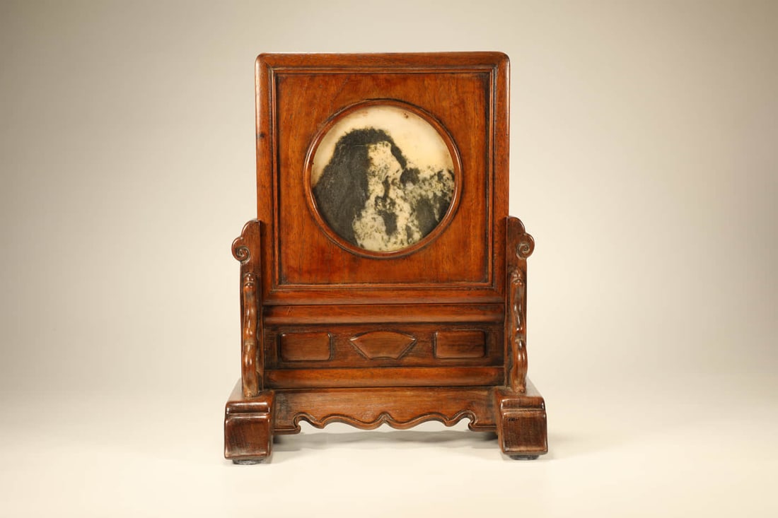 A HUANGHUALI WITH MARBLE TABLE