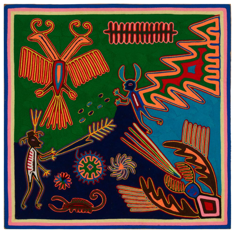 A HUICHOL YARN PAINTINGA Huichol