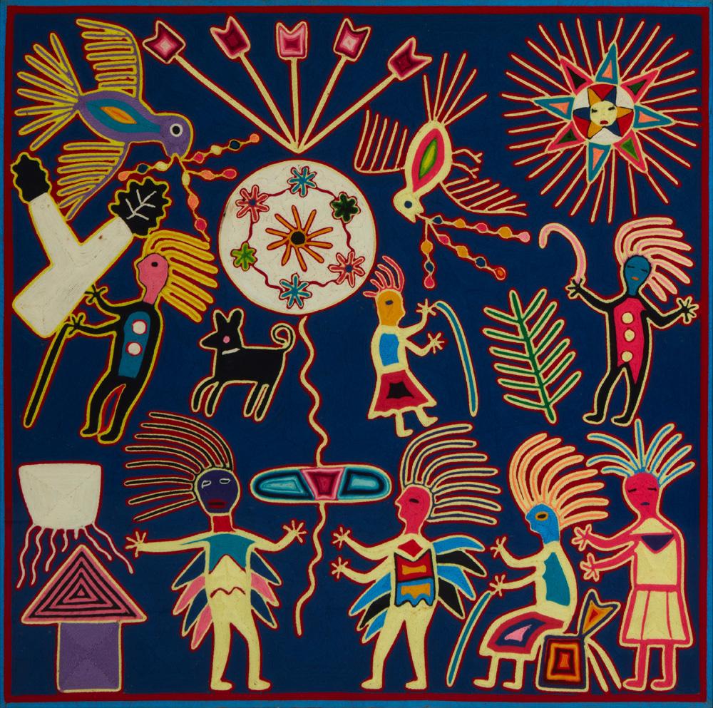 A HUICHOL YARN PAINTINGA Huichol
