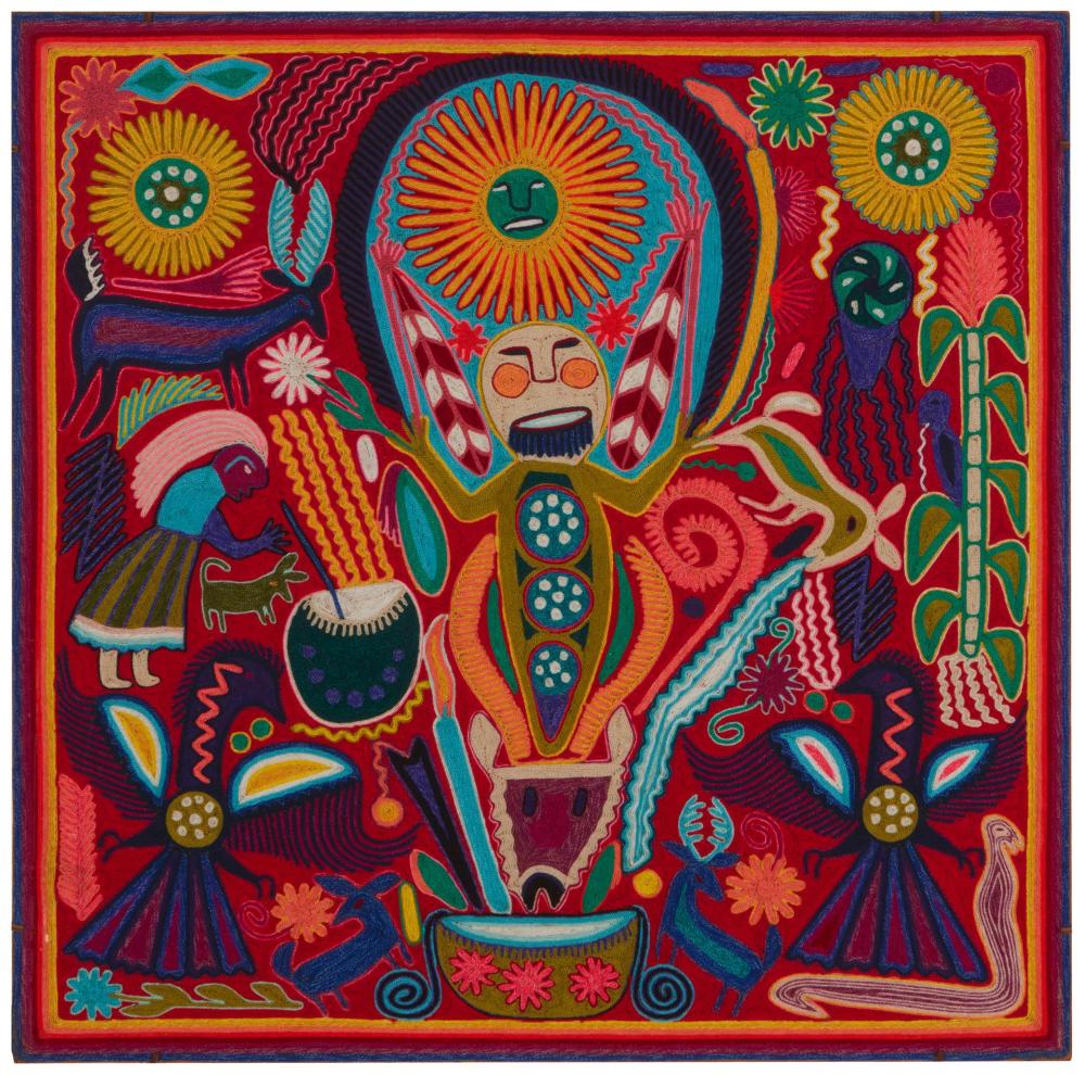 A HUICHOL YARN PAINTINGA Huichol