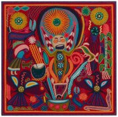 A HUICHOL YARN PAINTINGA Huich