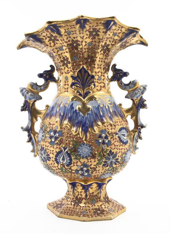 A Hungarian Enameled Stoneware Vase