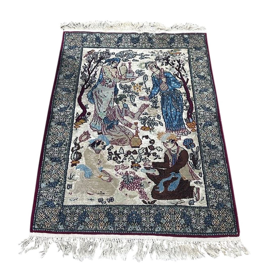 A INDIAN KASMIR PICTORIAL SILK