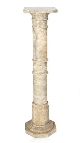 A ITALIAN WHITE MARBLE PEDESTAL,
