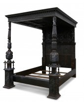 A JACOBEAN STYLE OAK TESTER BE