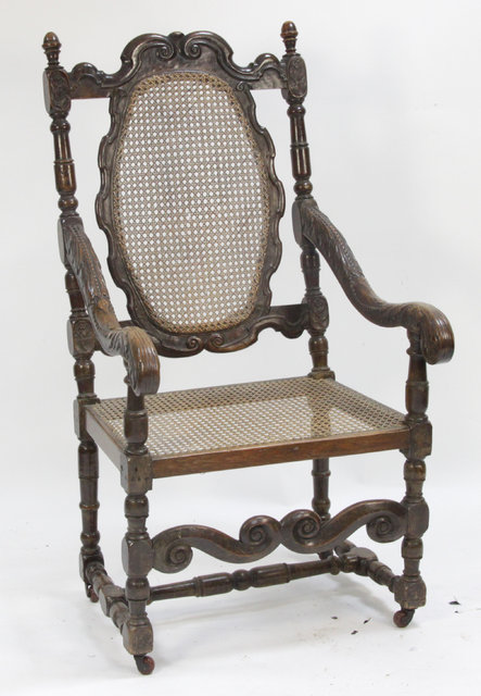A Jacobean style walnut cane back
