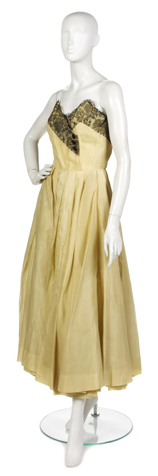 A Jacques Fath Yellow Organza and