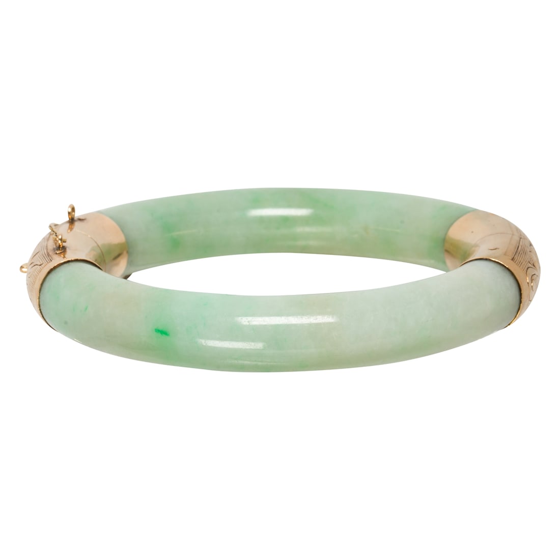 A JADE AND 14K BANGLE BRACELETA