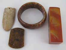 A jade bangle jade pendant a