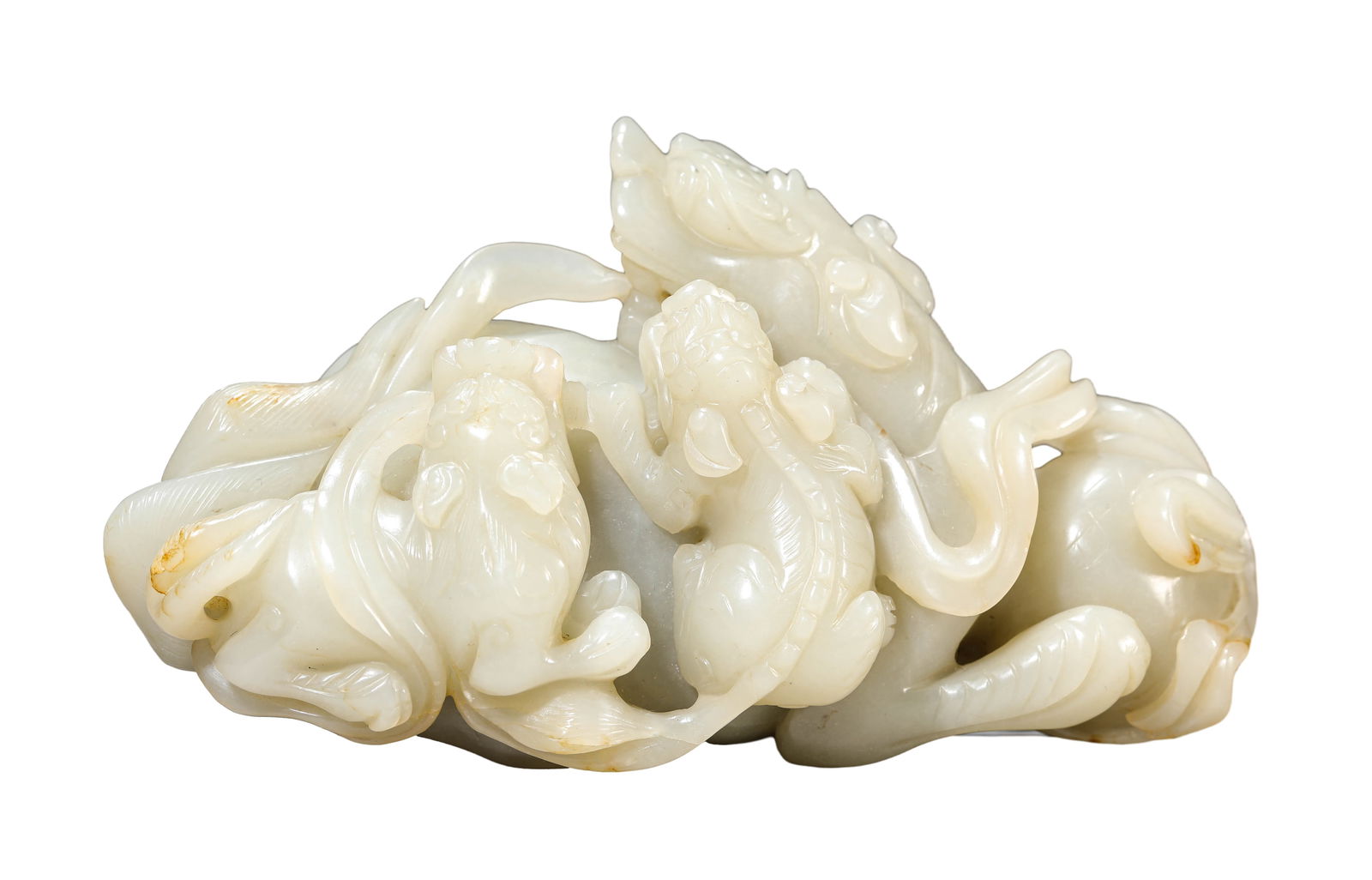 A JADE CARVED AUSPICIOUS BEAST