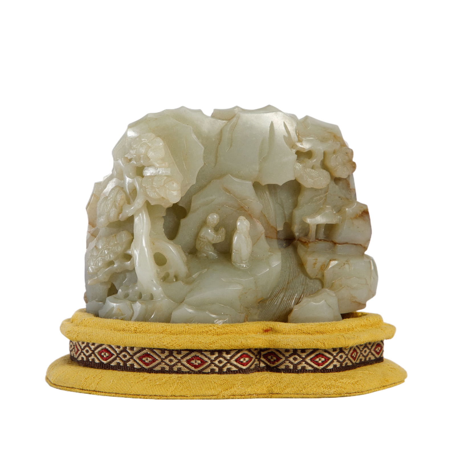 A JADE CARVED FIGURE BOULDER
