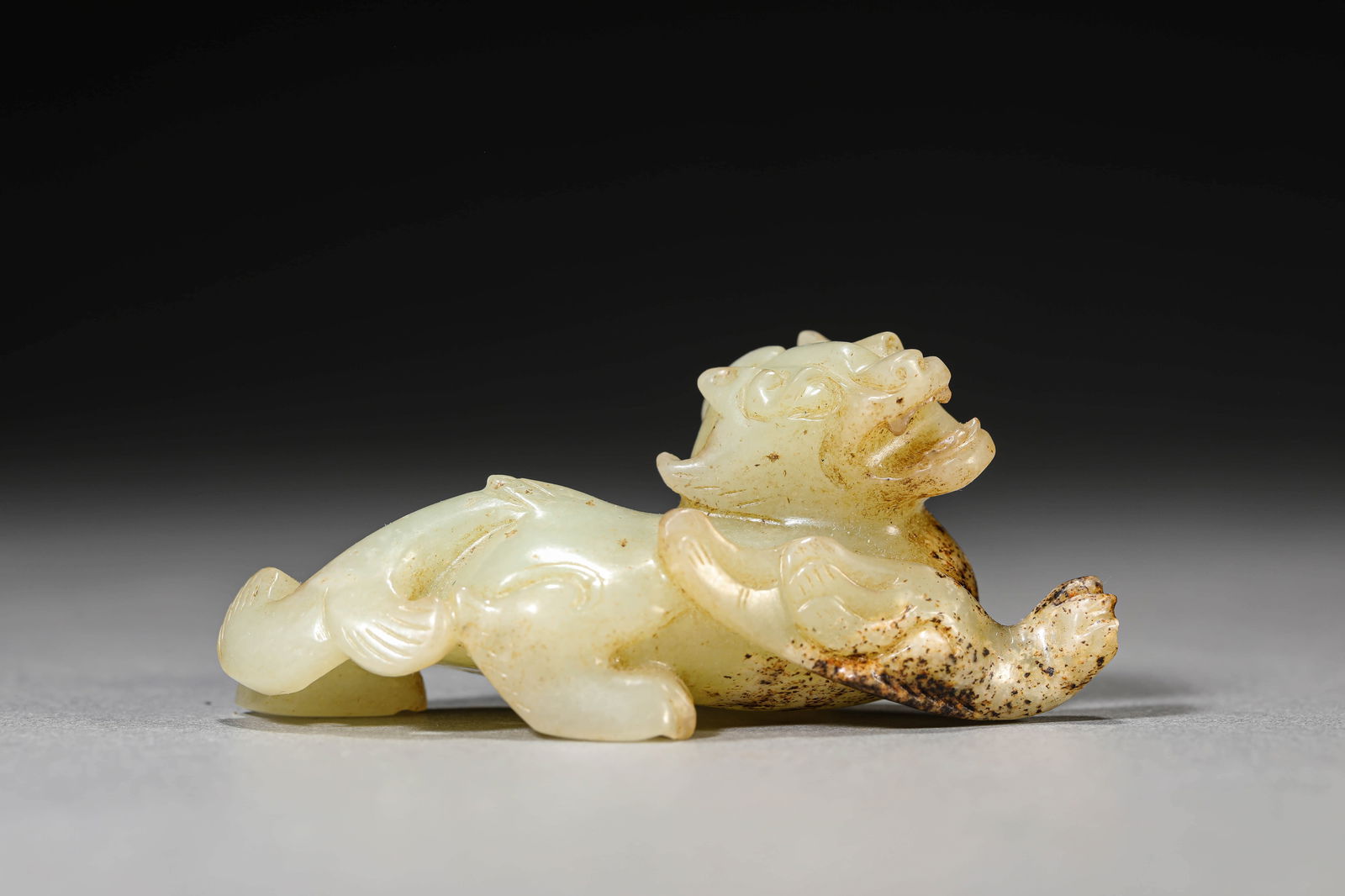 A JADE CARVED PI XIUA JADE CARVED