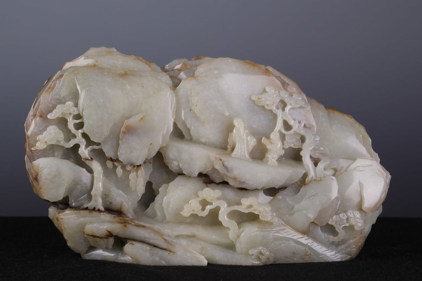 A JADE CARVED SCHOLARS UNDER PINE