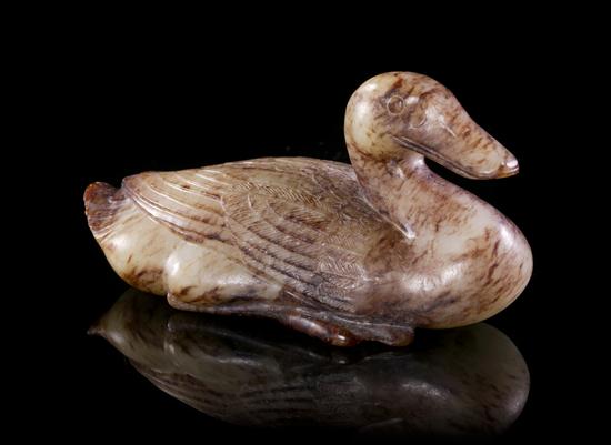 A Jade Carving of a Duck Ming