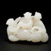 A JADE CARVING OF BOYS<br>A JA
