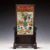 A JADE INLAID GEMSTONES TABLE