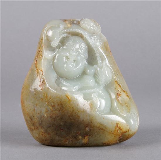A Jade Pebble Carving of Happy