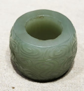 A JADE 'WHORL CLOUDS'  HAIRPIN