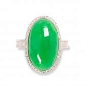 A JADEITE "A" JADE, DIAMOND AN