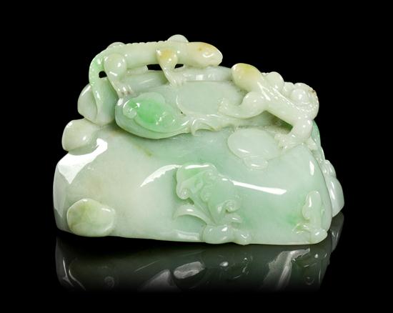 A Jadeite Carving of Lizards on a