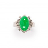 A JADEITE, DIAMOND AND EIGHTEE
