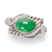 A JADEITE, DIAMOND AND PLATINU
